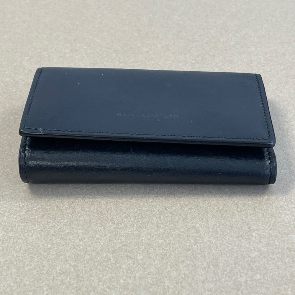 Saint Laurent 6 Row Navy Leather Key Case - Preowned